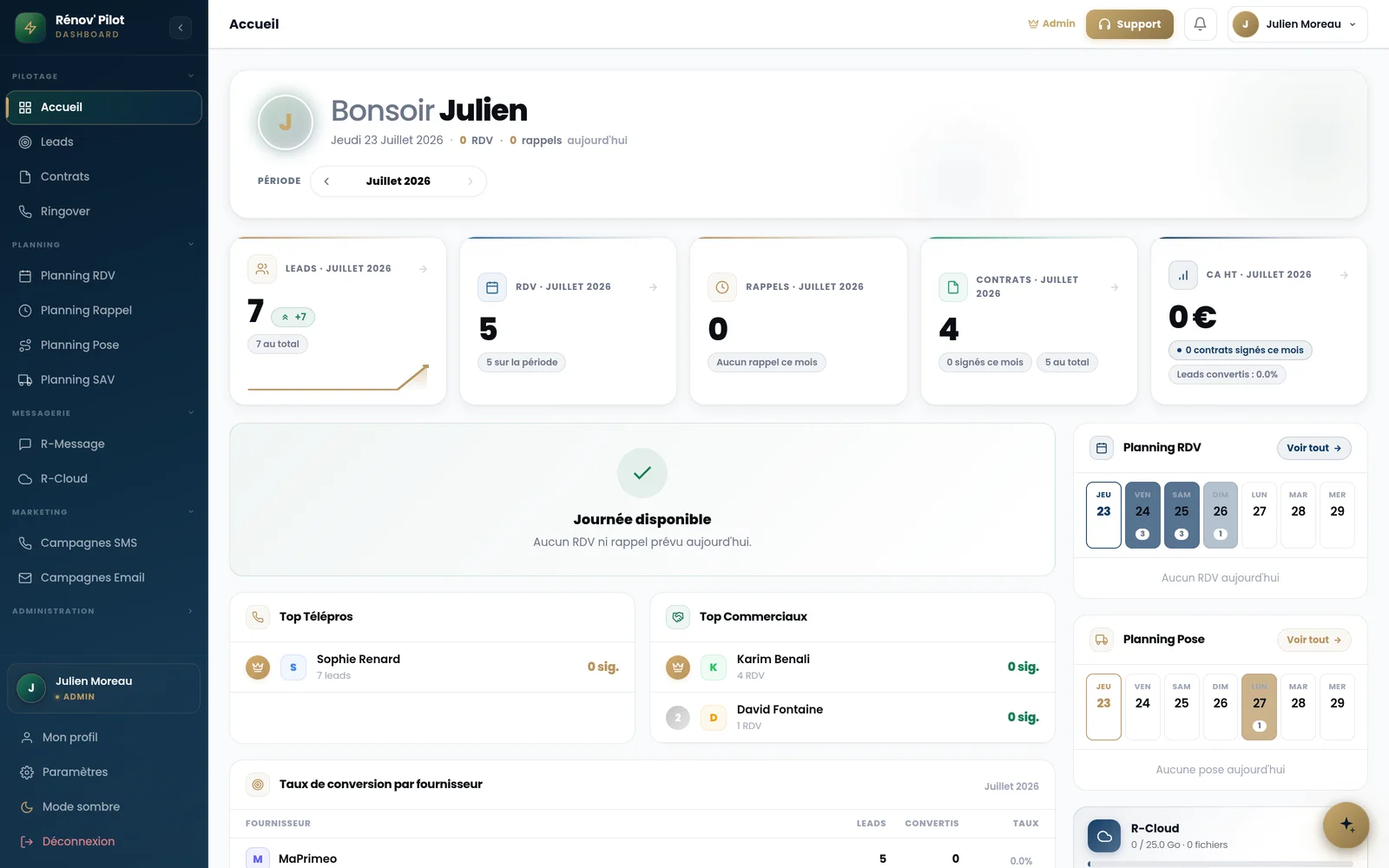 Tableau de bord RénovPilot